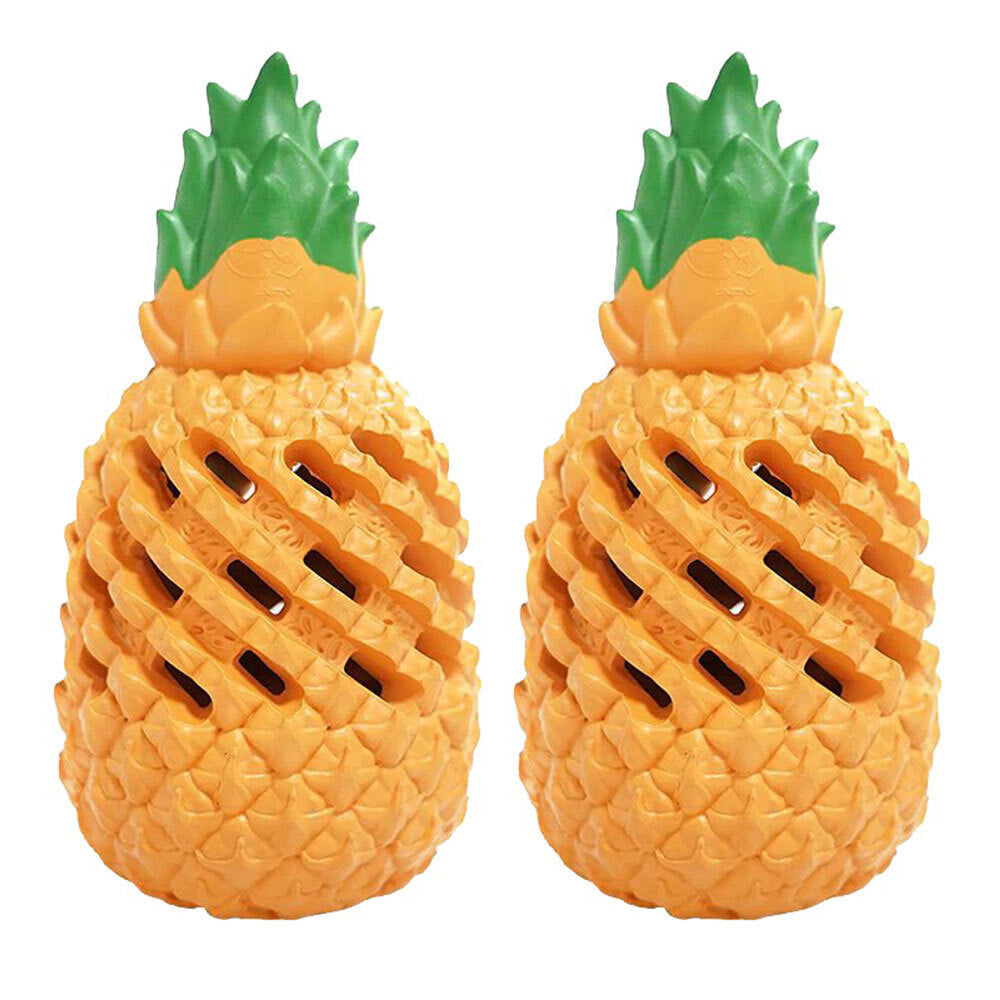 Petopia Ultra Tough 10cm Rubber Pawsome Pineapple Dog Toy Small - Orange (2 Pack)