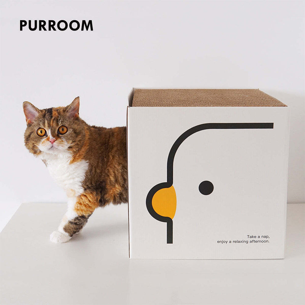 Purroom 32cm Cardboard Double Scratching Board Cat Pet House Box Square White — image 2
