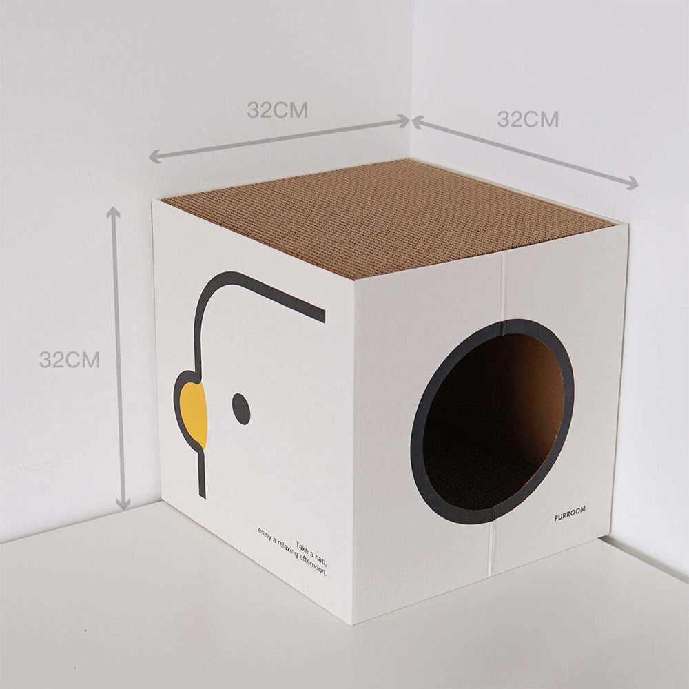 Purroom 32cm Cardboard Double Scratching Board Cat Pet House Box Square White — image 3