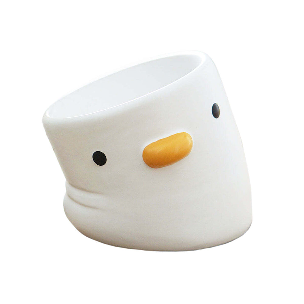 Purrom Purroom Tilted Elevated 15cm Chick Ceramic Pet Bowl Cat/Dog Meal/Feeder White