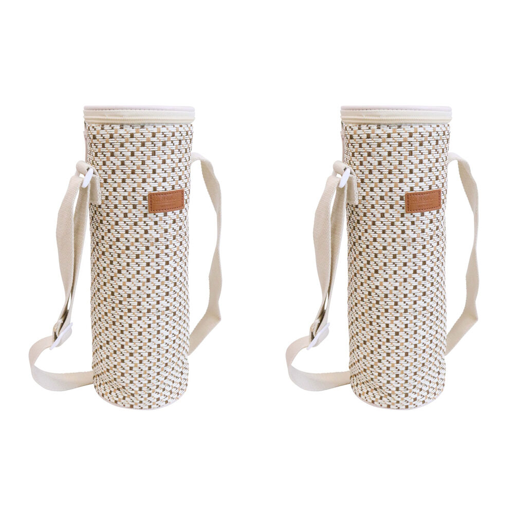 LVD Milo Insulated 750ml Wine Bottle Cooler Storage Bag 12x33cm Natural (2 Pack)
