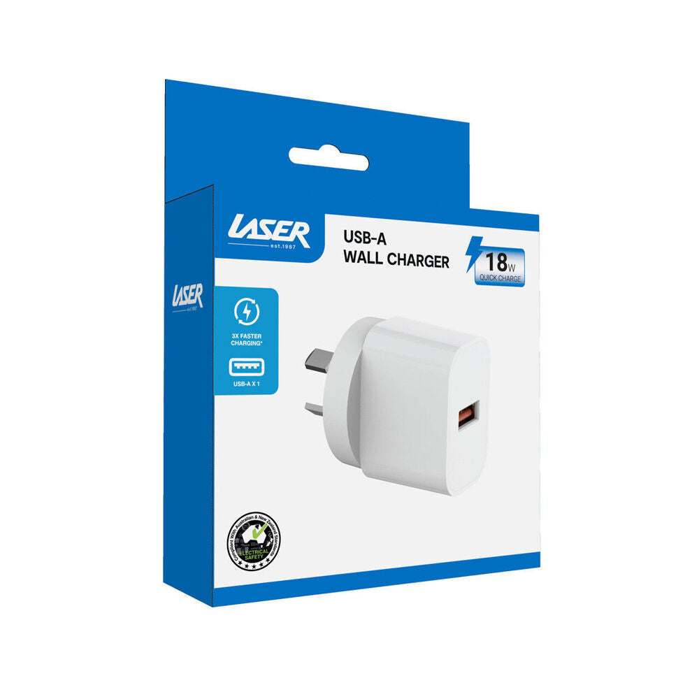 Laser Universal Compatibility 18W USB-A QC3 Wall Fast Charger AU/NZ Plug — image 3