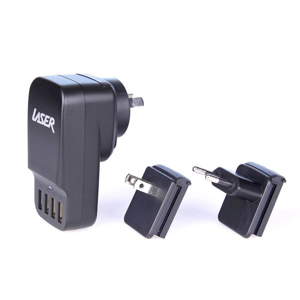 Laser Quad 2.4A USB Wall Travel Charger Adapter Au/usa/eu Interchangeable Plug — image 2