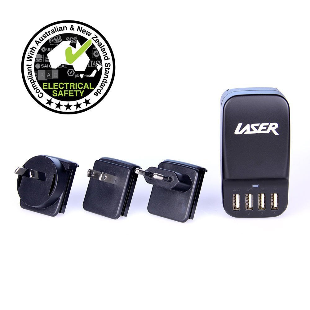 Laser Quad 2.4A USB Wall Travel Charger Adapter Au/usa/eu Interchangeable Plug — image 4