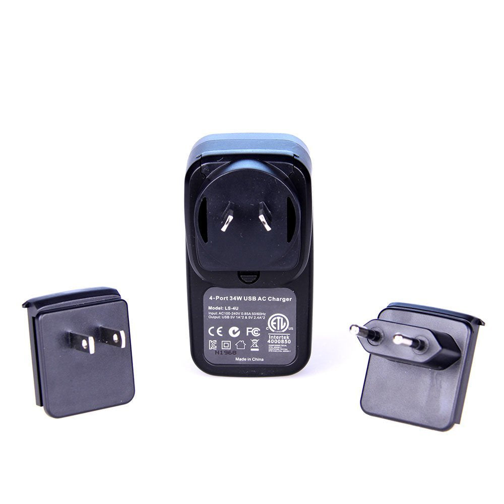 Laser Quad 2.4A USB Wall Travel Charger Adapter Au/usa/eu Interchangeable Plug — image 3