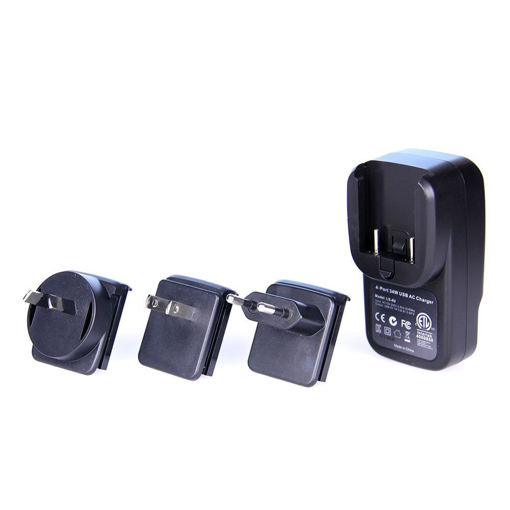 Laser Quad 2.4A USB Wall Travel Charger Adapter Au/usa/eu Interchangeable Plug — image 6