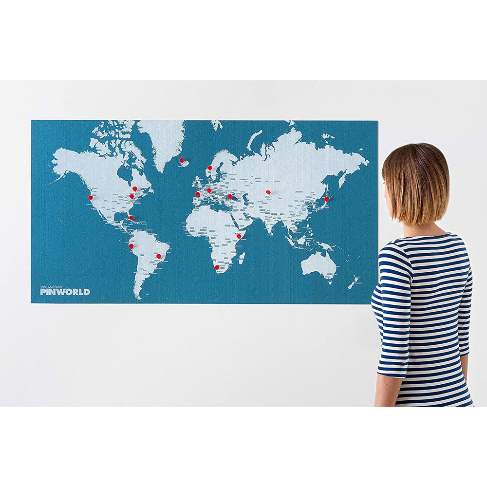 Palomar Pin World Country Map Wall Hanging Felt Decor 3x100x80cm w/Red Pins BLU — image 2