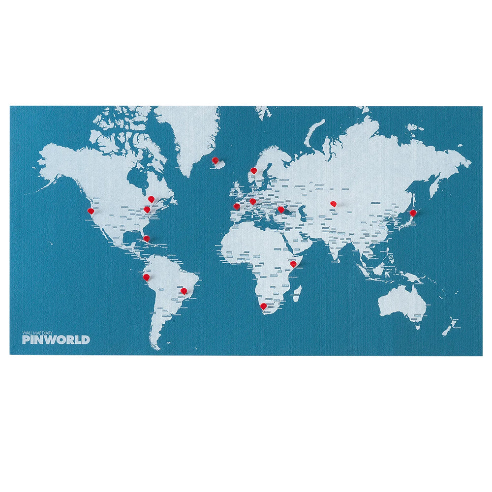 Palomar Pin World Country Map Wall Hanging Felt Decor 3x100x80cm w/Red Pins BLU