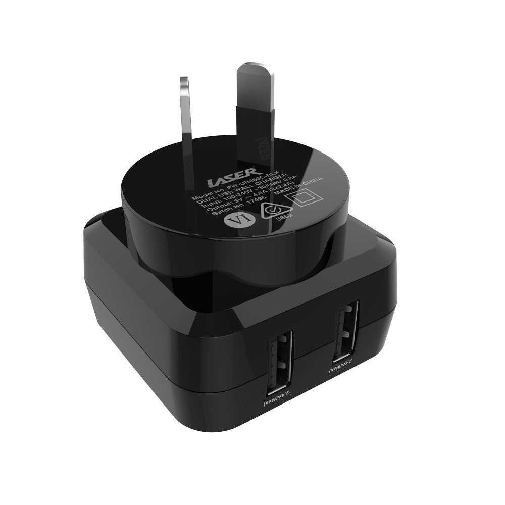 Laser Dual USB Wall Charger With 3 In 1 Micro/8 Pin/USB-C Phone Charging Cable — image 3