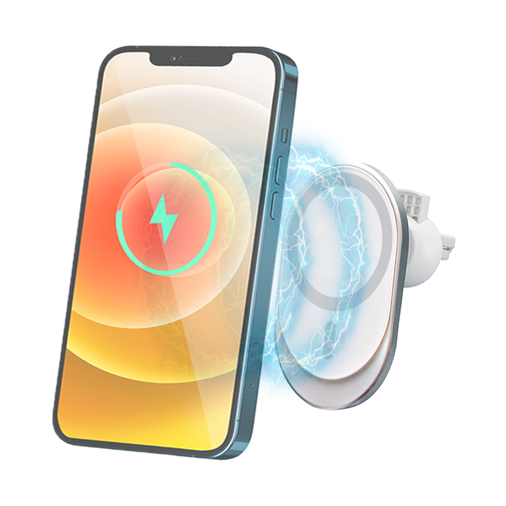 Laser MagSafe Car Vent Mount 15W Wireless Charger For Apple iPhone 12 White