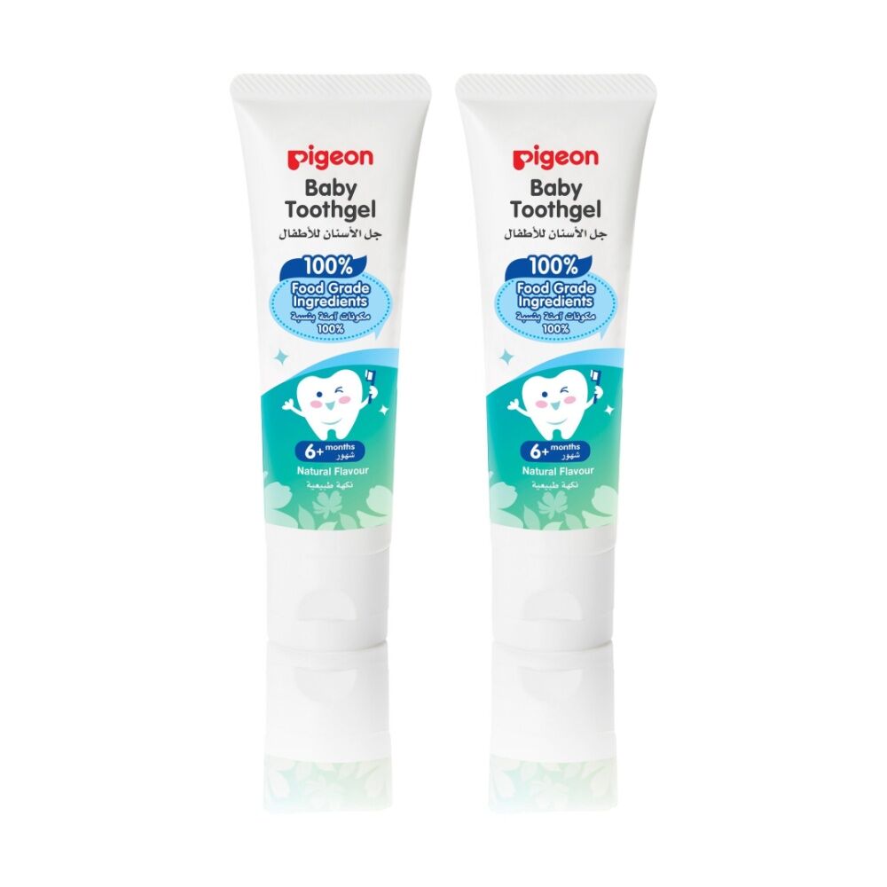 Pigeon Baby Toothgel Natural Flavour Flouride Free Toothpaste Food Grade 6m+ (2 Pack)