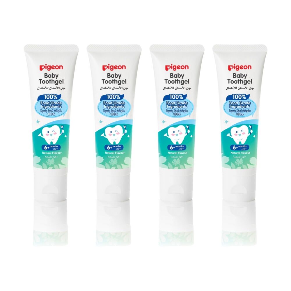 Pigeon Baby Toothgel Natural Flavour Flouride Free Toothpaste Food Grade 6m+ (4 Pack)