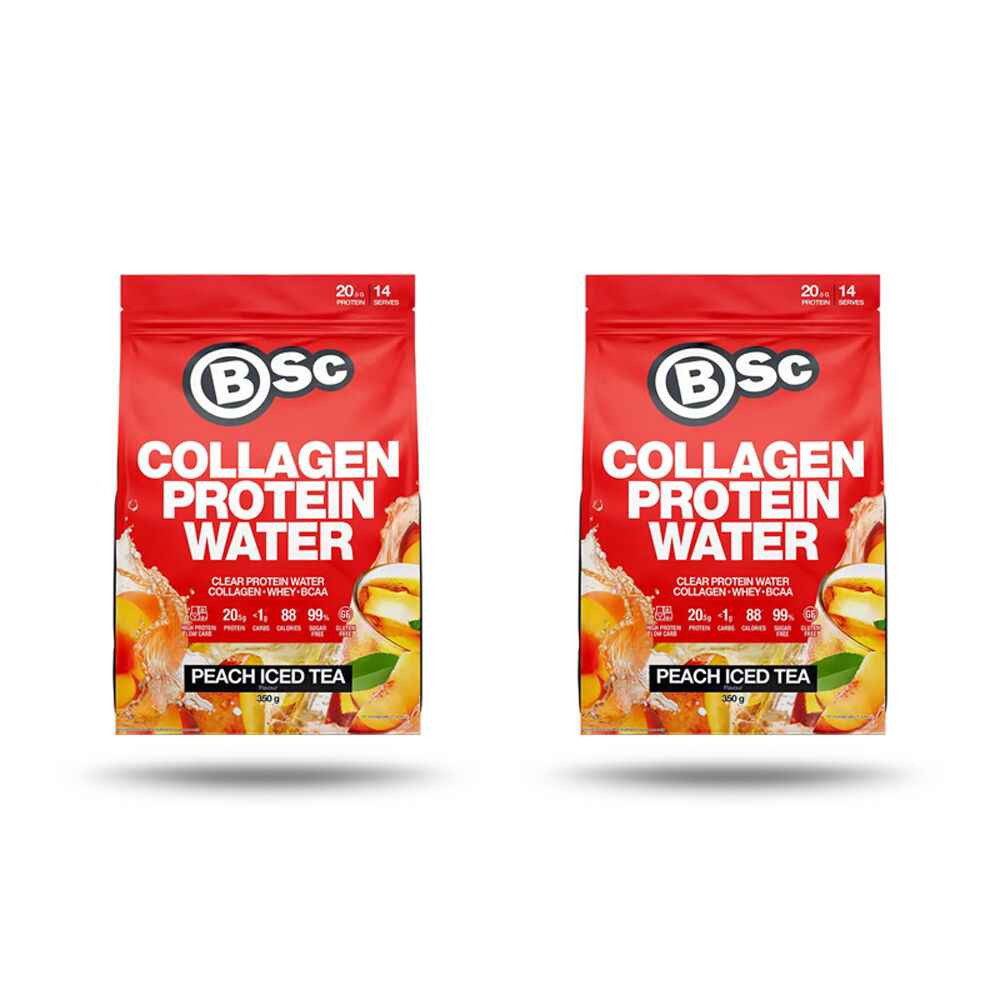 BSc Collagen Protein Water Drink Mix Post Workout 350g Peach Iced Tea (2 Pack)
