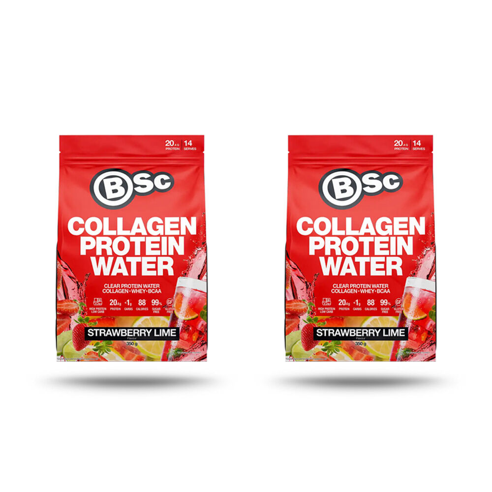 BSc Collagen Protein Water Drink Mix Post Workout 350g Strawberry Lime (2 Pack)