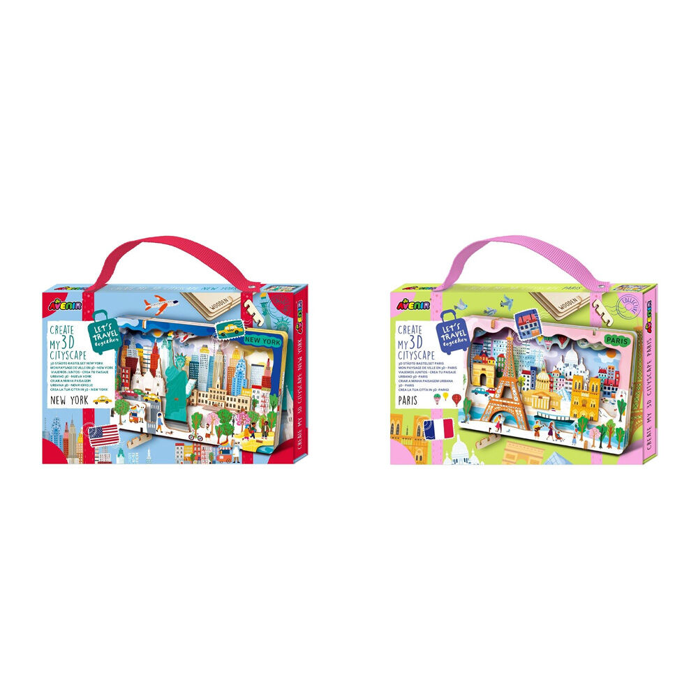 Avenir Create My 3D Cityscape Wooden Puzzles Paris and New York Set 6y+ (2 Pieces)