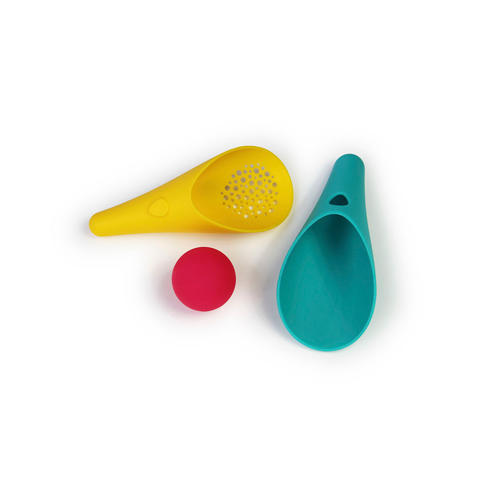 Quut Cuppi 15.6cm Beach Toys Shovel/Sieve/Ball for Kids Lagoon Green/YL/RD (3 Pieces) — image 2