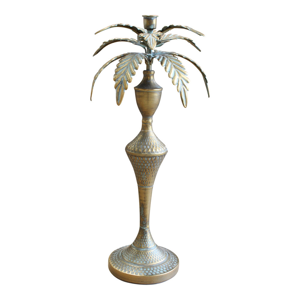 LVD Metal 48.5cm XL Palm Pillar/Stick Candle Holder Home Decorative Display Brass
