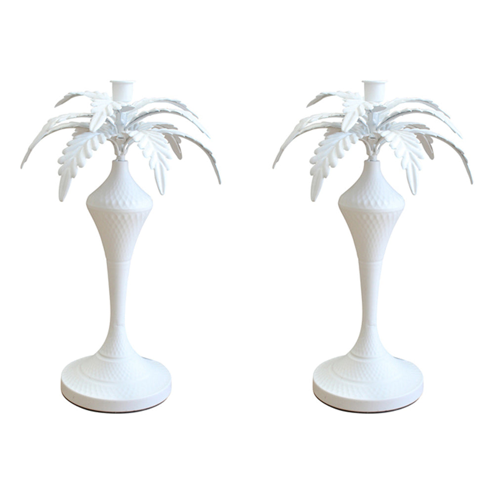 LVD Metal 38.5cm Palm Taper Candle Holder Stand Large Tabletop Display Decor WHT (2 Pack)