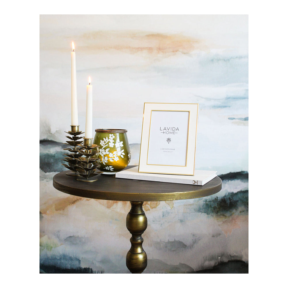 LVD Metal Pinecone 15cm Taper Candle Holder Home Display Tabletop Decor Large Gold — image 2