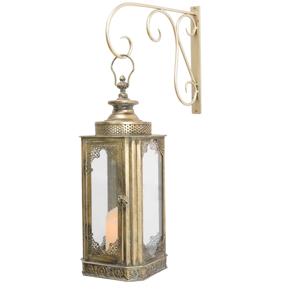 LVD Metal XL Lantern Wall Bracket/Holder Hanging Garden/Patio Decor 45cm GLD (2 Pack) — image 3