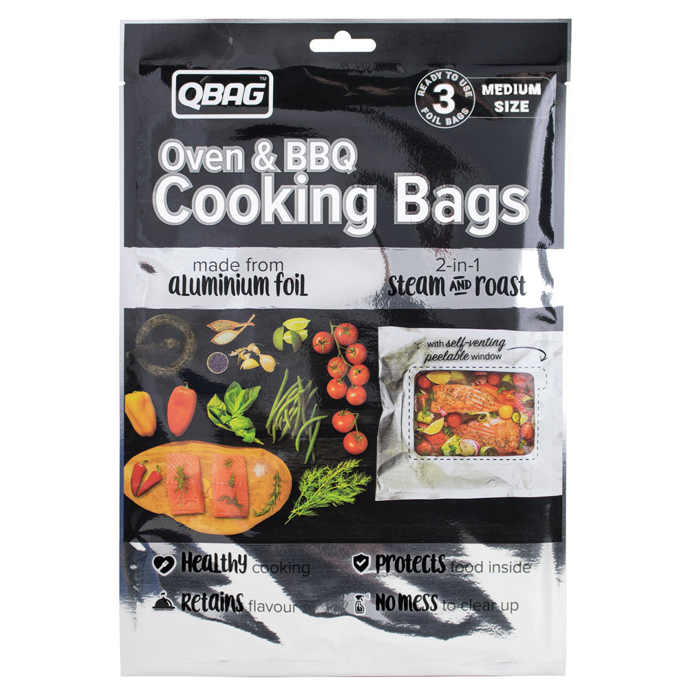 Qbag 3pc Qbag Aluminium Foil Cooking Bags 21x30cm Medium (15 Pack)