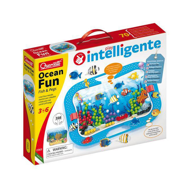 Quercetti 316 Quercetti Ocean Fun Fish & MultiColour Pegs Kids Fun Educational Toy 3-6y