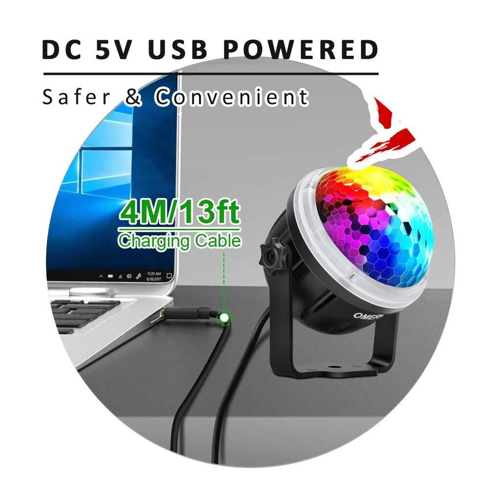 Sansai Mini 10cm RGB Rotating LED Party Light w/ Remote Indoor USB Powered 5V — image 2