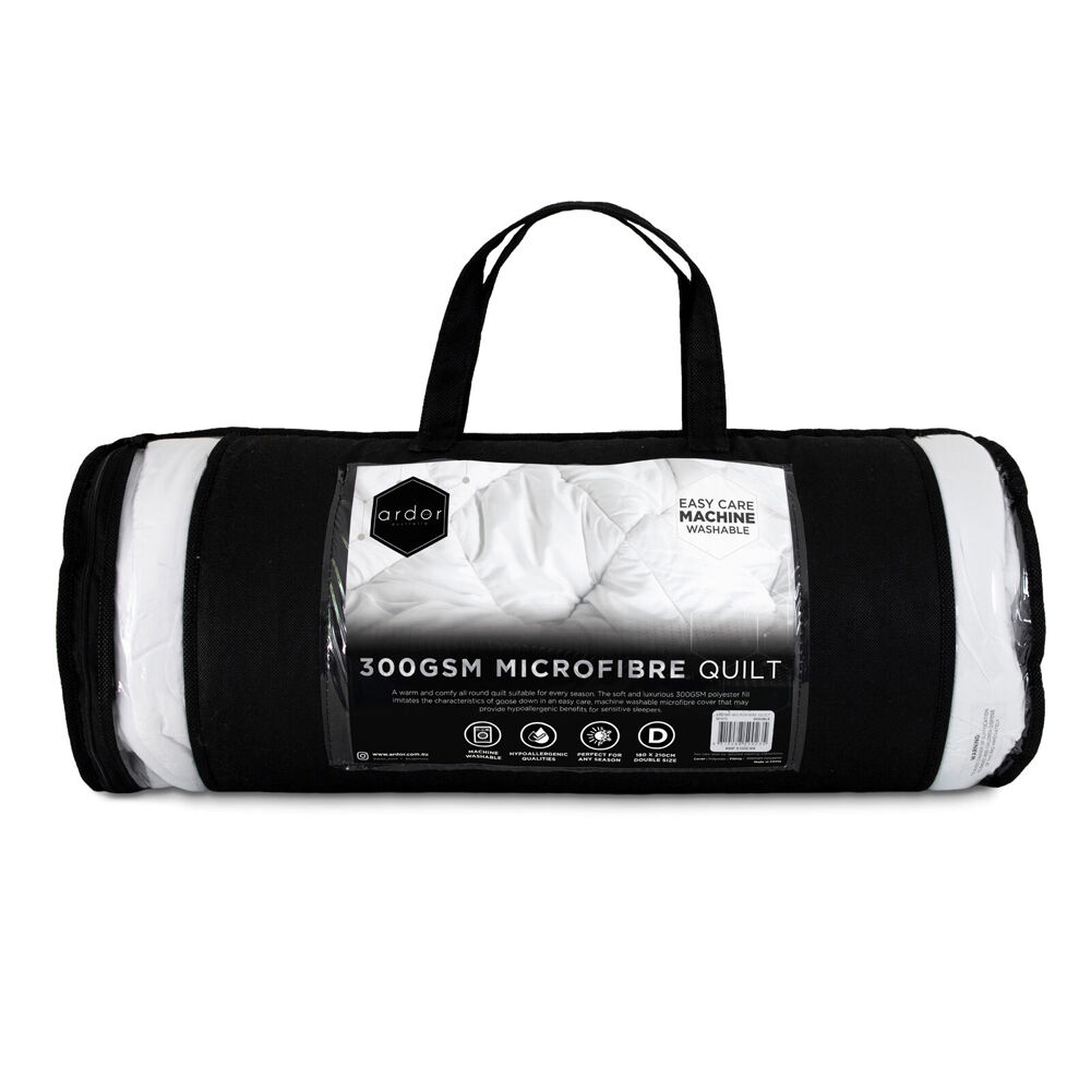 Ardor Super King 240x270cm White 300GSM Microfibre Quilt Roll Packed