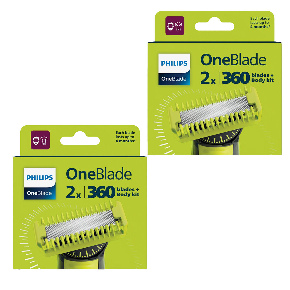 Philips 2pk Philips OneBlade Body Shaving Kit w/360 Blades For Body/Face Black (2 Pack)