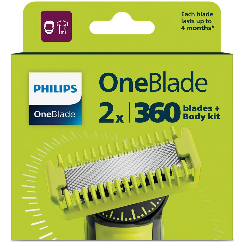 Philips 2pk Philips OneBlade Body Shaving Kit w/360 Blades For Body/Face Black (2 Pack) — image 2