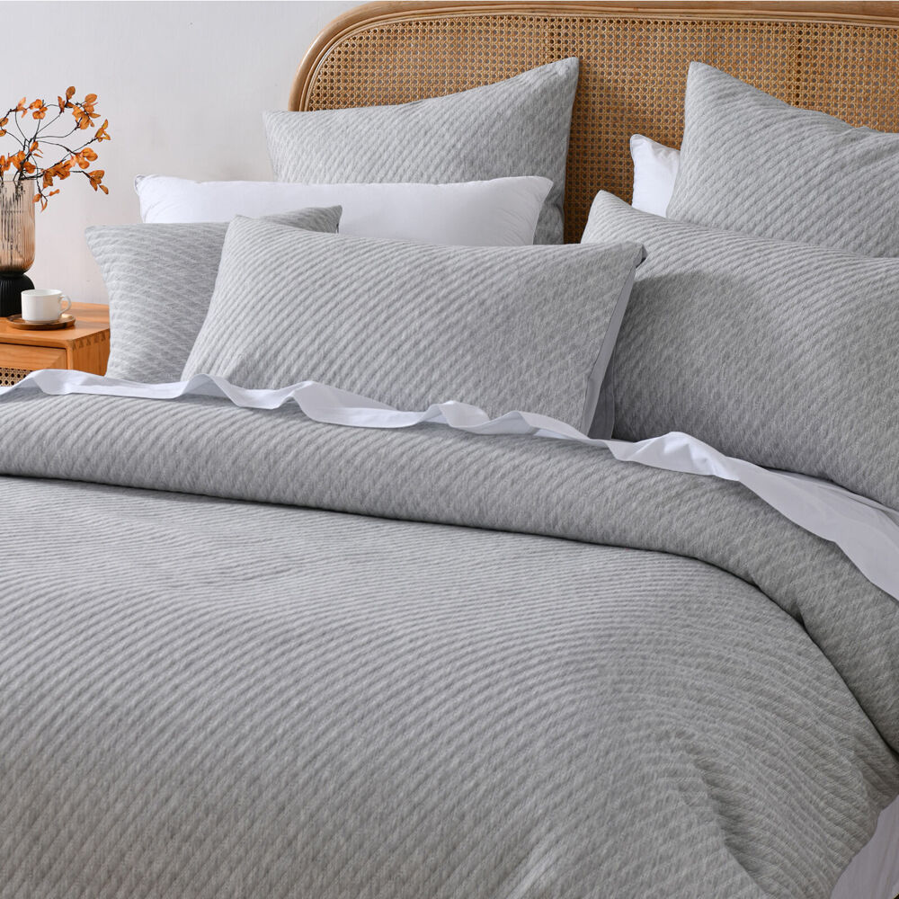 Bianca Pesaro Poly/Cotton Quilt Cover Pillowcase Set Grey Marle — image 2