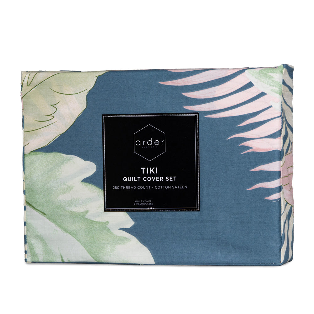 Ardor Queen Size Tiki Cotton Quilt Cover w/ Pillowcase Set Bedding Floral — image 3