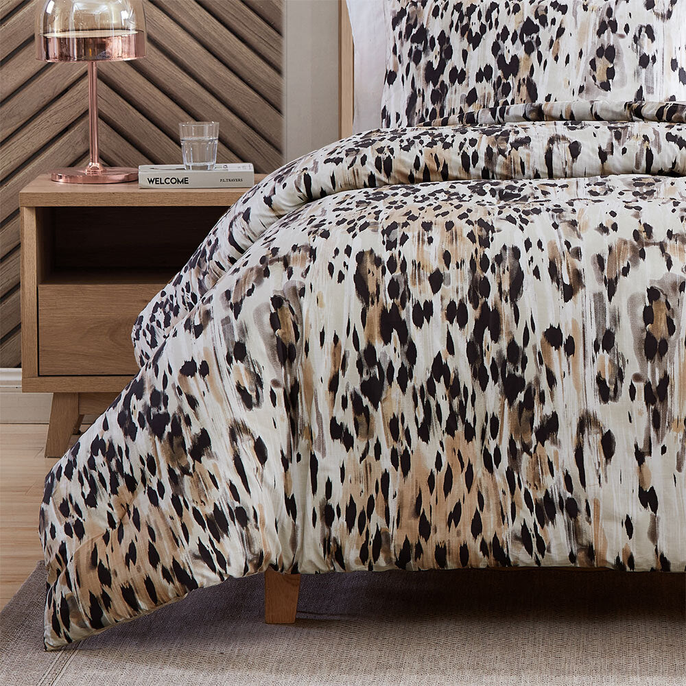 Kenneth Cole Queen Brown Leopard Print Cotton Quilt Cover Home Bedding Set — image 2