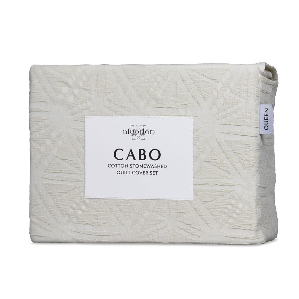 Algodon Cabo Coconut Milk Washed Cotton Jacquard Quilt Cover Set Queen Bed — image 4
