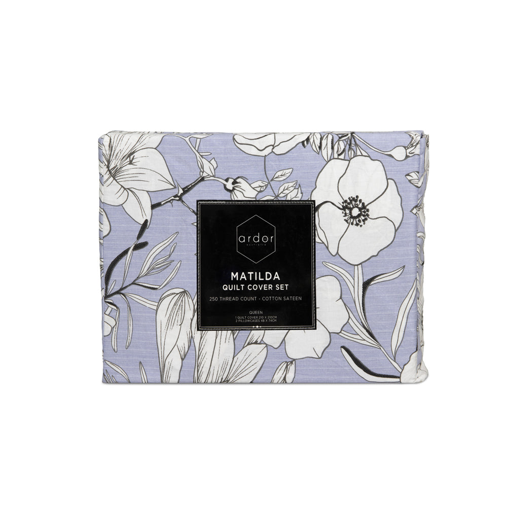 Ardor Matilda Quilt Cover Set Cotton Home Bedding Mauve — image 3