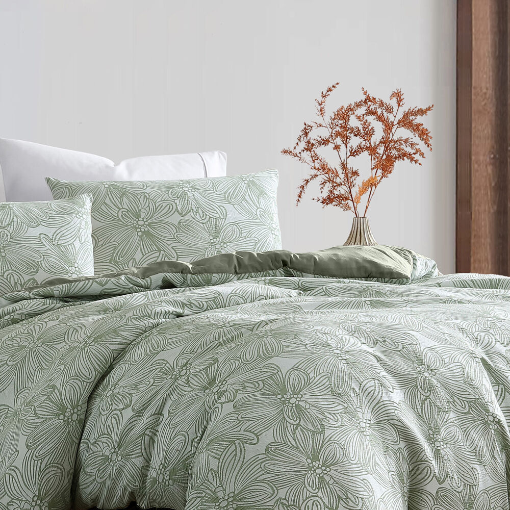Ardor Boudoir Queen Avena Quilt Cover w/ Pillowcase Home Bedding Set Green