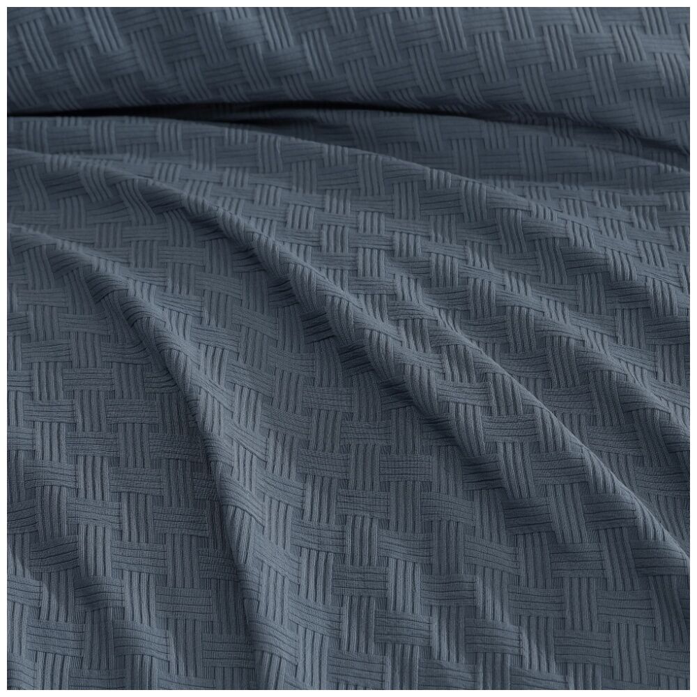 Ardor Soft Geo Textured Alexander Quilt Duvet Cover Set Blue — image 2