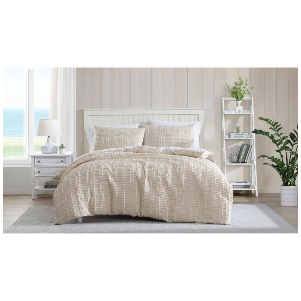 Ardor Soft Textured Stripe Miles Quilt Duvet Cover Set Yellow