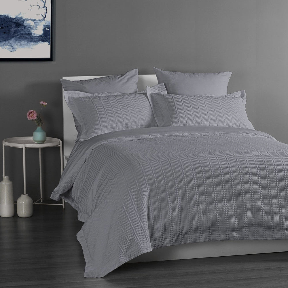 Onkaparinga Queen Bed/Bedroom Cotton Quilt Cover Bedding Set w/Pillowcases Grey — image 3