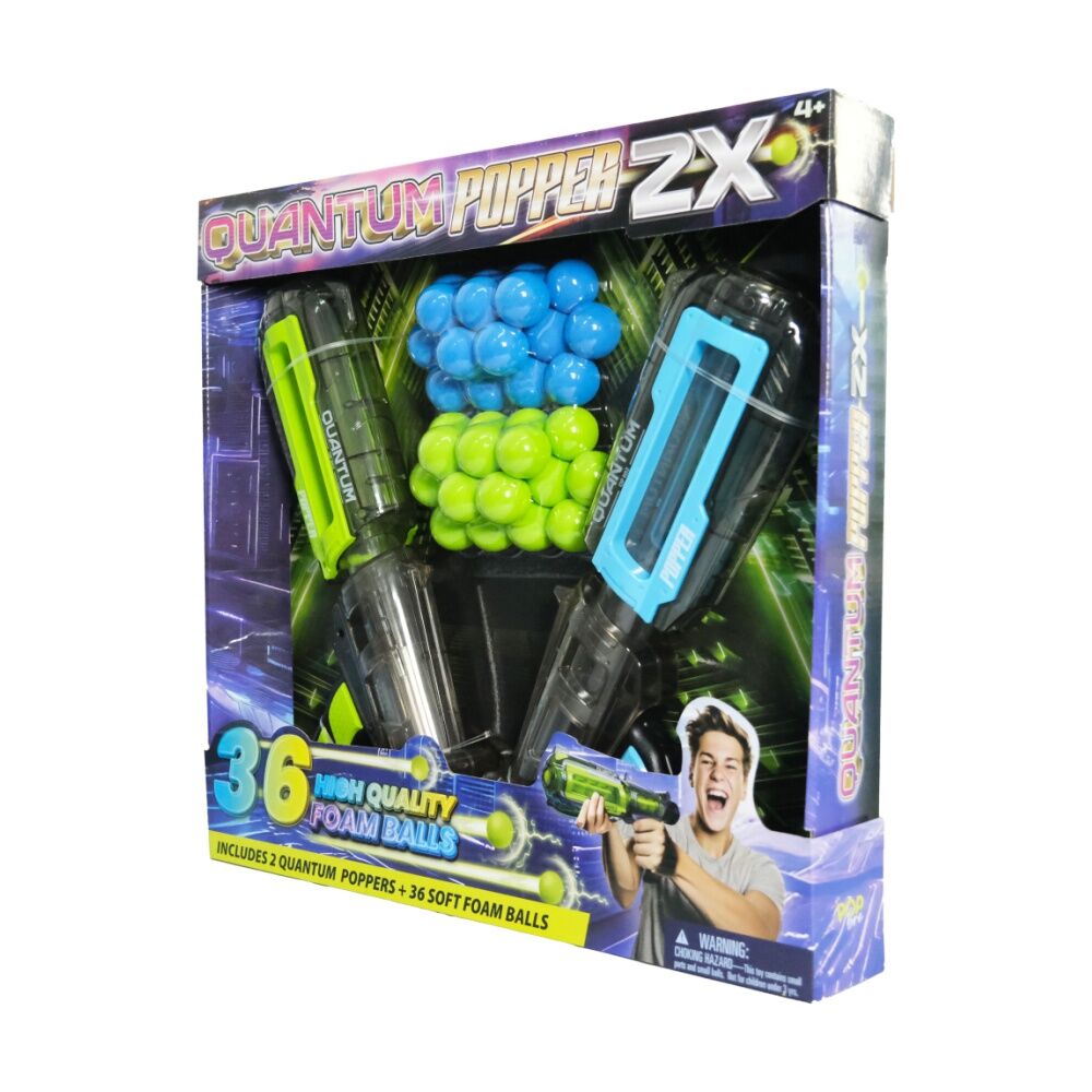 Pop Bro Quantum Popper Pack w/ 2 Poppers & 36 Balls Green/Blue 3y+ (2 Pieces) — image 4