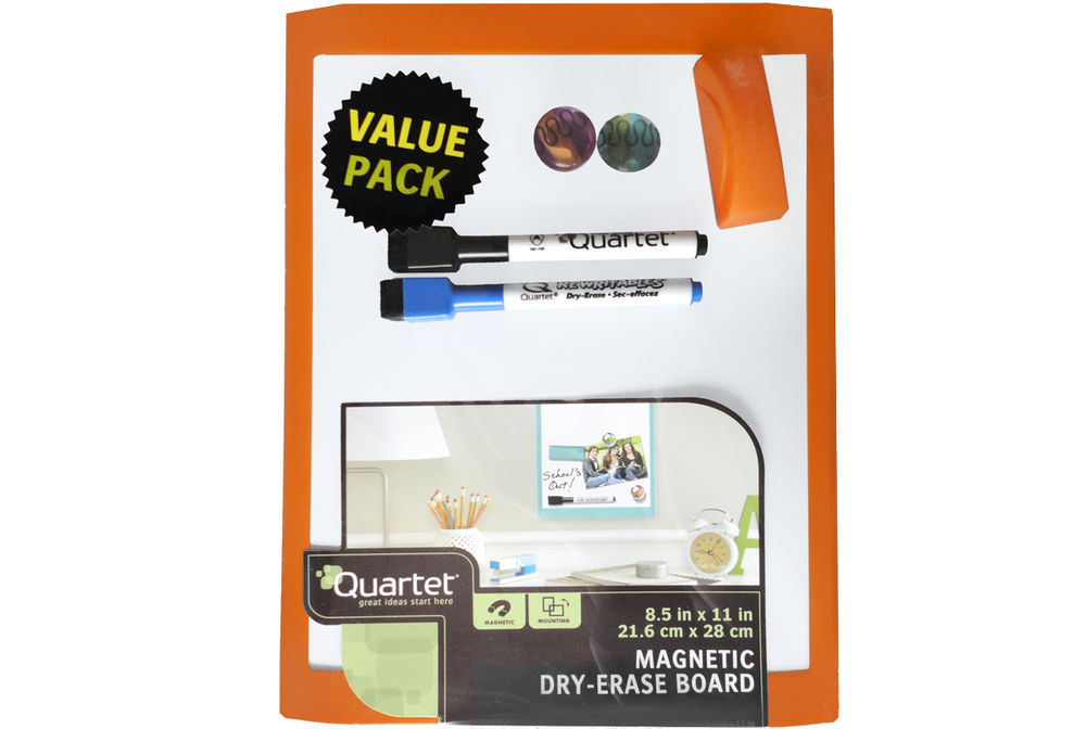 Quartet 28X21.6Cm Orange Wall Mountable Magnetic Whiteboard/Picture Frame/Marker/Magnet