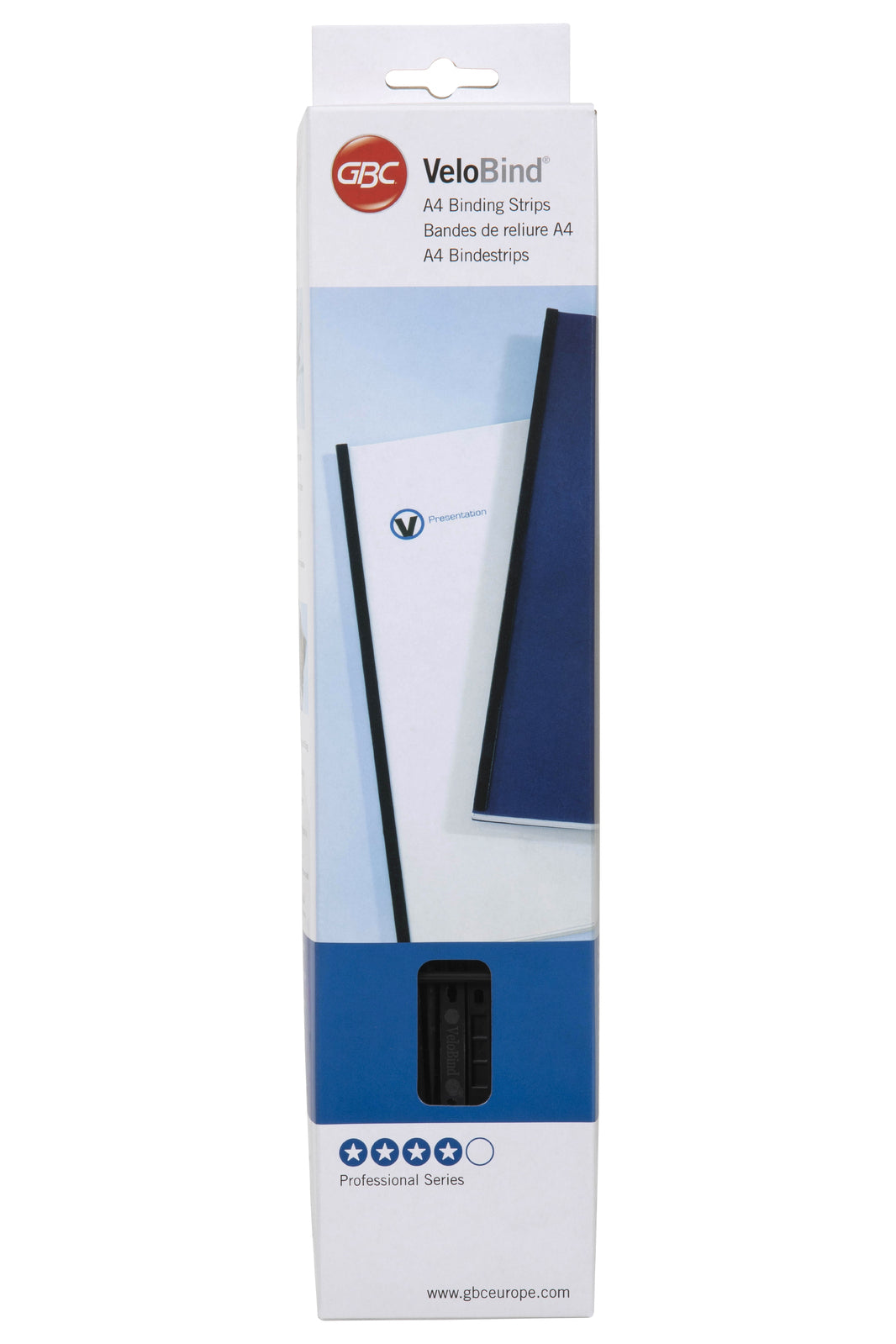 GBC EVB A4 4-Prong Binding Strips For Velobind Binding Machine BLK (25 Pack)