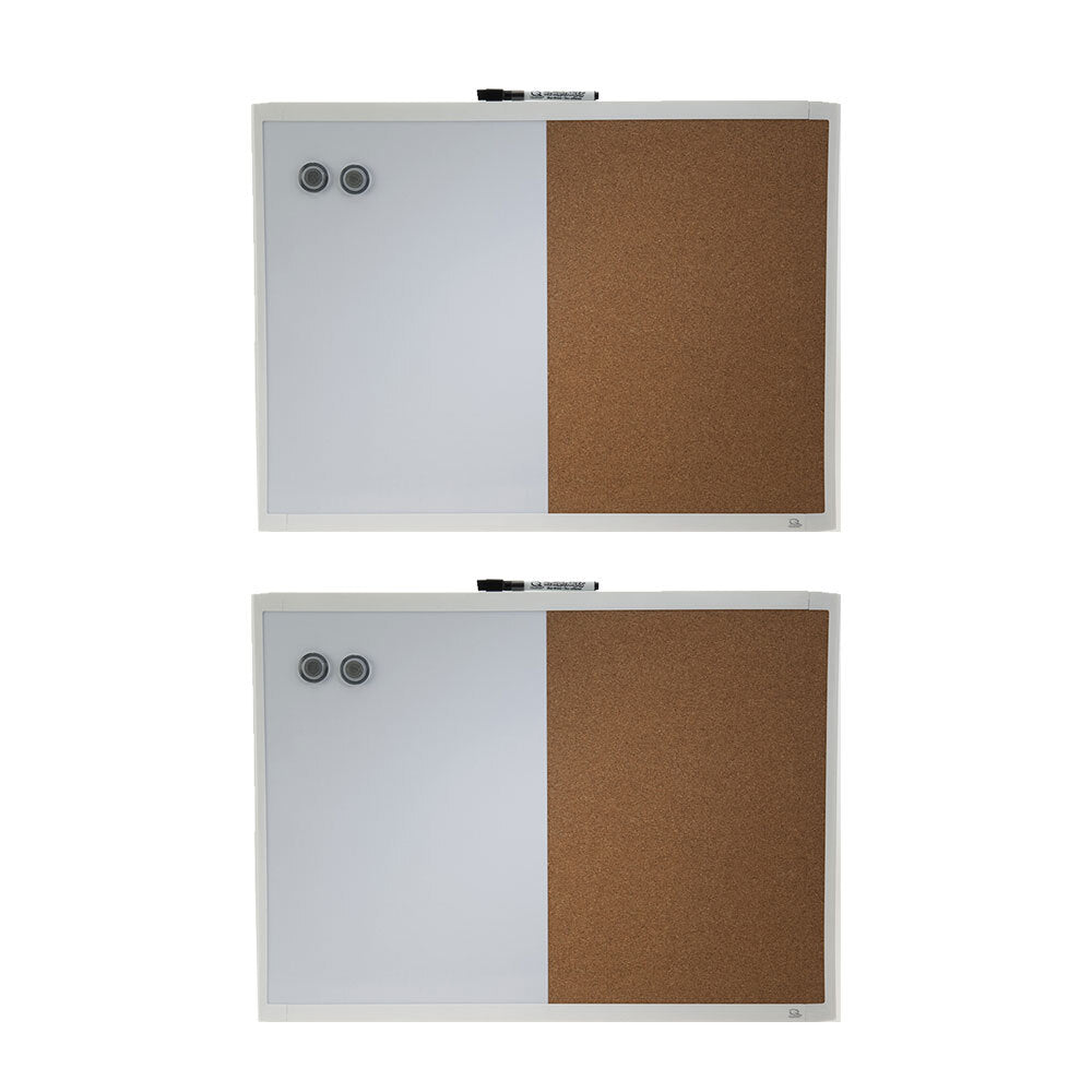 Quartet 58x43cm Magnetic Combo White Board Cork/Memo/Note Wall Mountable (2 Pack)