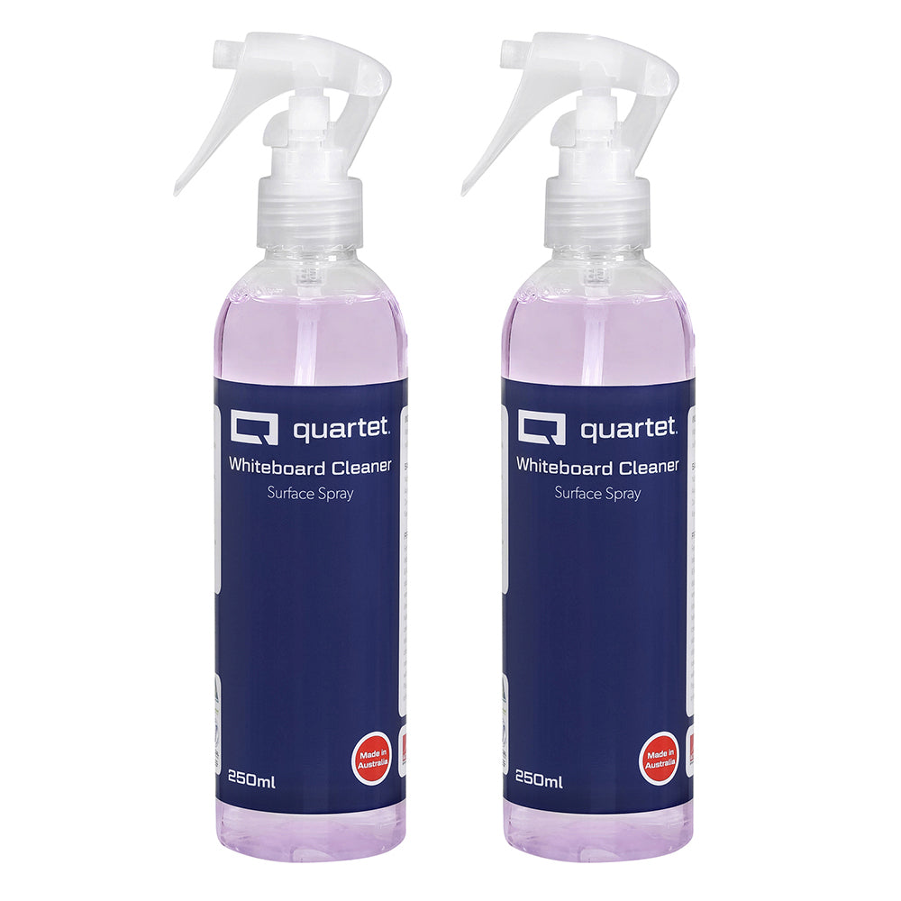 Quartet 250ml Surface Cleaner Liquid Spray Ink Remover f/Dry-Erase Whiteboard (2 Pack)