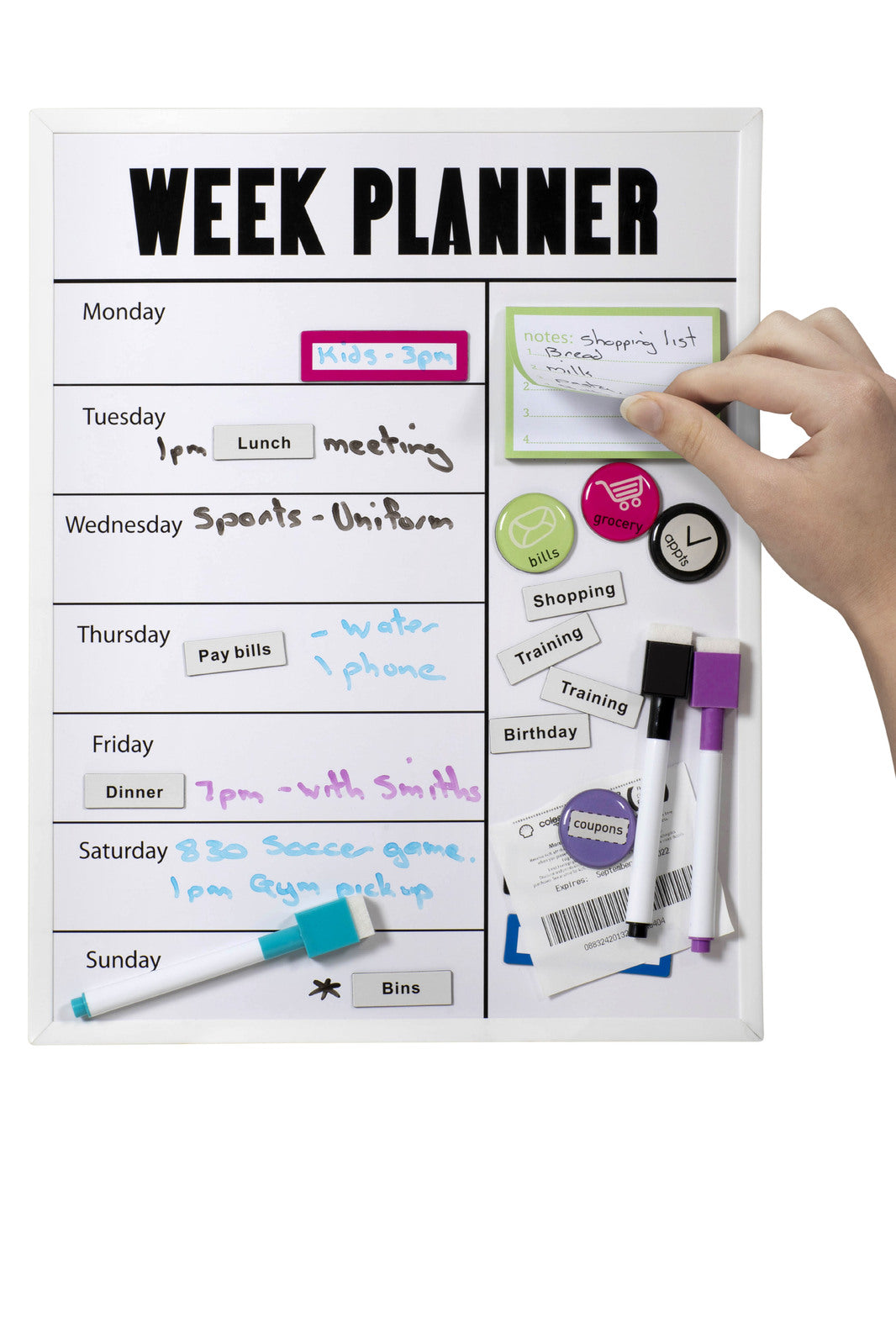 Quartet Magnetic Surface 28x36cm Weekly Planner Dry-Erase Board w/ Marker White — image 2