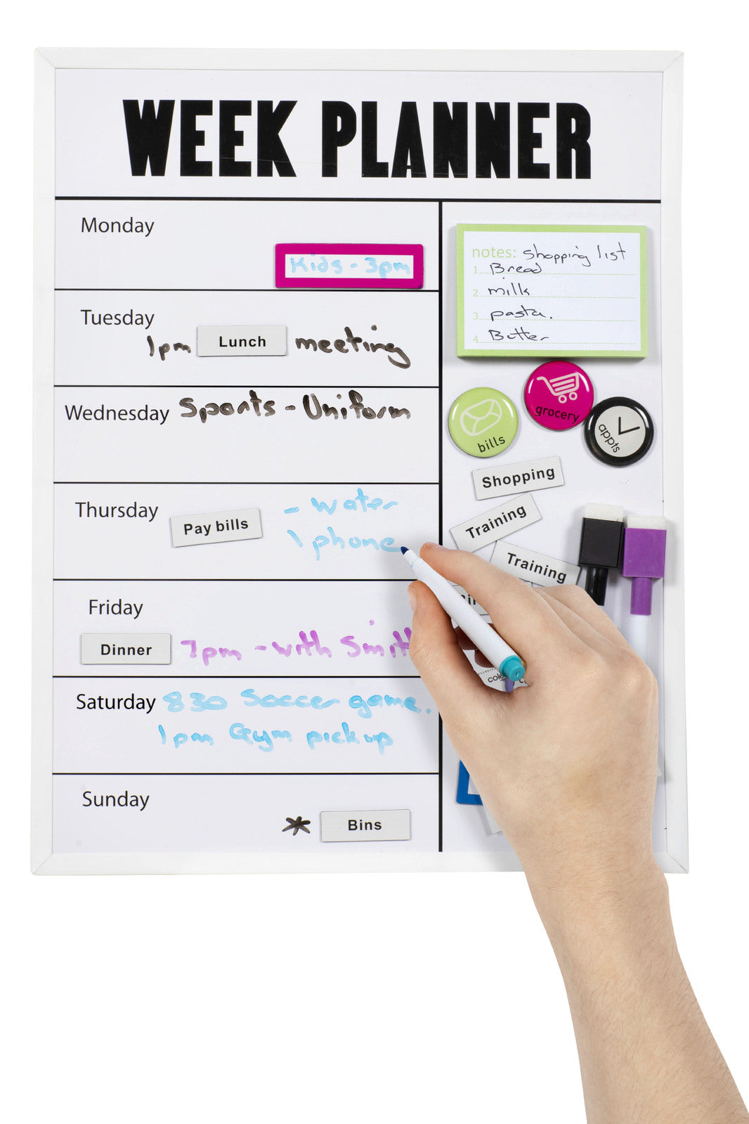 Quartet Magnetic Surface 28x36cm Weekly Planner Dry-Erase Board w/ Marker White — image 3