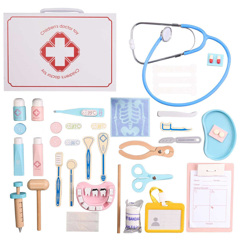 Quack 3y+ Medical Play Set Pretend Toy Timber Doctors & Dentist Kit