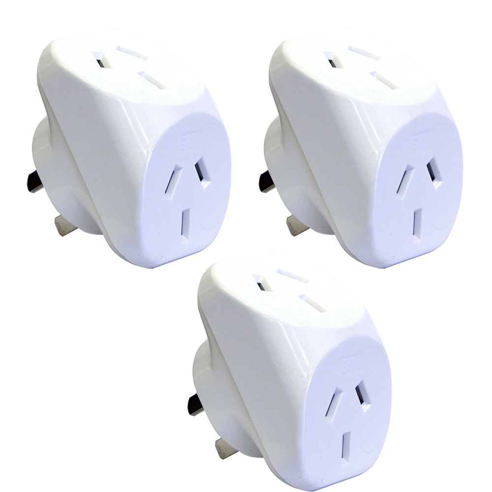 HPM 10A Mains Power Double Adaptor Twin Adapter Triangular Wall Plug White (3 Pack)