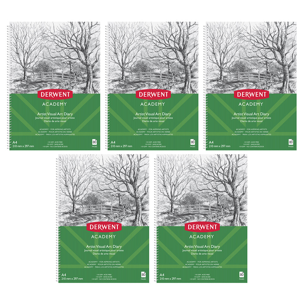 Derwent Academy Art Visual Art Diary A4 Portrait Orientation 80pg 350Gsm (5 Pack)