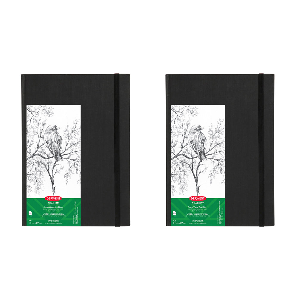 Derwent Academy Art/Craft A4 Visual Art Diary Hardcover Portrait 120pg 140Gsm (2 Pack)
